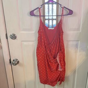 Lush Red & Floral Spaghetti Strap Mini Dress Large